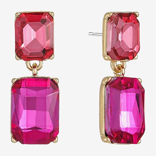 Monet Jewelry Womens Pink Glass Hypoallergenic Drop Earrings