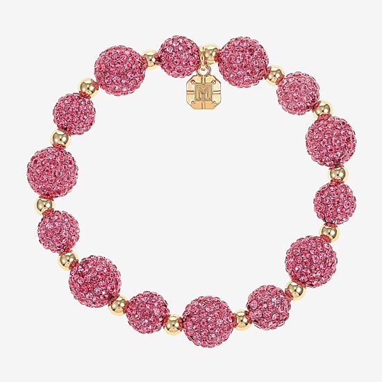 Monet Jewelry Womens Pink Glass Round Stretch Bracelet