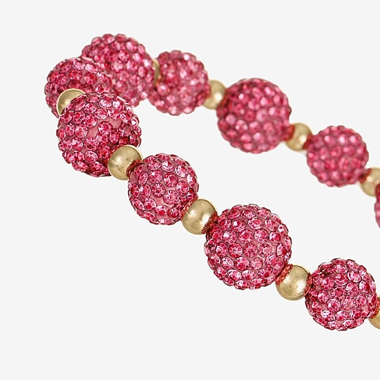 Monet Jewelry Womens Pink Glass Round Stretch Bracelet