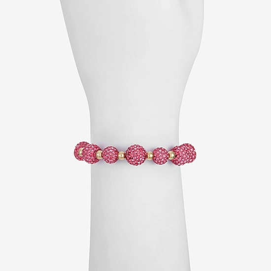 Monet Jewelry Womens Pink Glass Round Stretch Bracelet