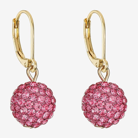 Monet Jewelry Womens Pink Glass Round Drop Earrings