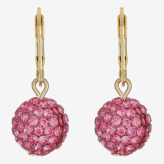 Monet Jewelry Womens Pink Glass Round Drop Earrings