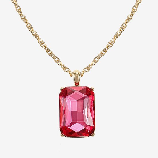 Monet Jewelry Womens Pink Glass 17 Inch Pendant Necklace