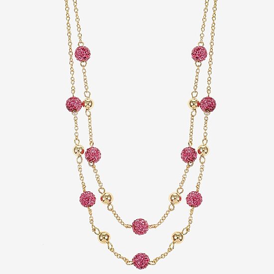 Monet Jewelry Womens Pink Glass 18 Inch Strand Necklace