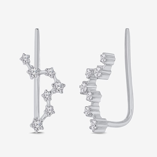 Limited Quantities! Womens 1/5 CT. Natural White Diamond Sterling Silver Round Ear Climbers