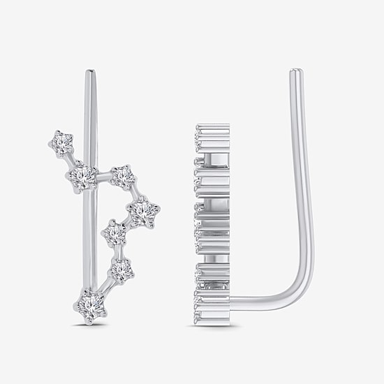 Limited Quantities! Womens 1/5 CT. Natural White Diamond Sterling Silver Round Ear Climbers