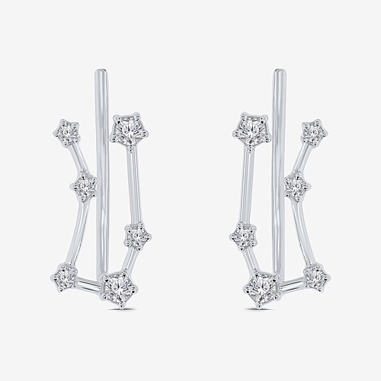 Limited Quantities! Womens 1/5 CT. Natural White Diamond Sterling Silver Round Ear Climbers