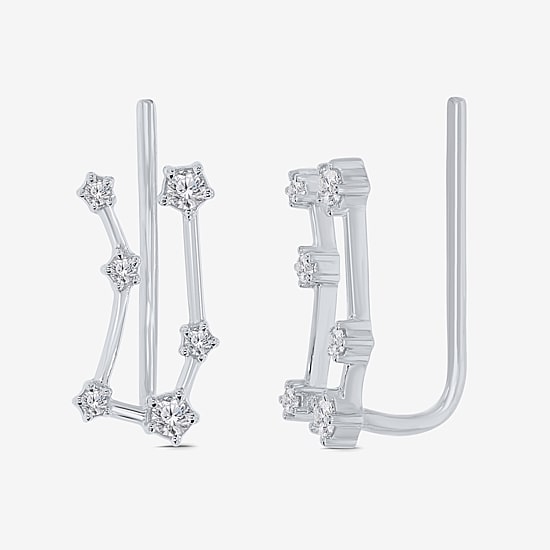 Limited Quantities! Womens 1/5 CT. Natural White Diamond Sterling Silver Round Ear Climbers