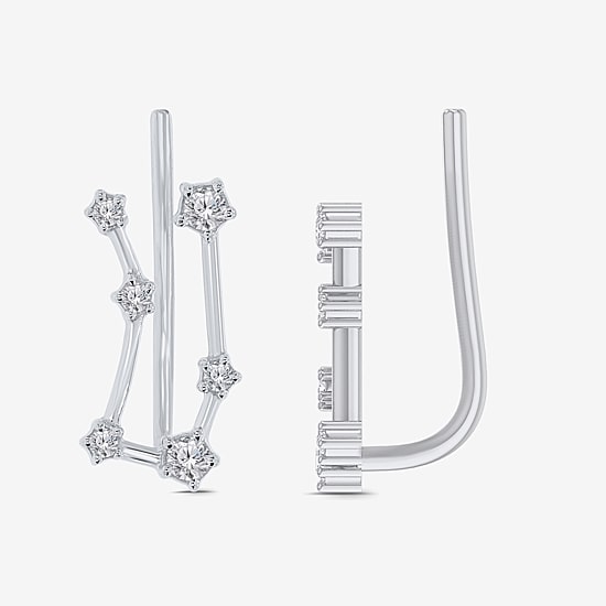 Limited Quantities! Womens 1/5 CT. Natural White Diamond Sterling Silver Round Ear Climbers