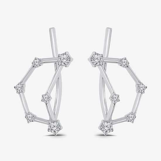 Limited Quantities! Womens 1/5 CT. Natural White Diamond Sterling Silver Round Ear Climbers