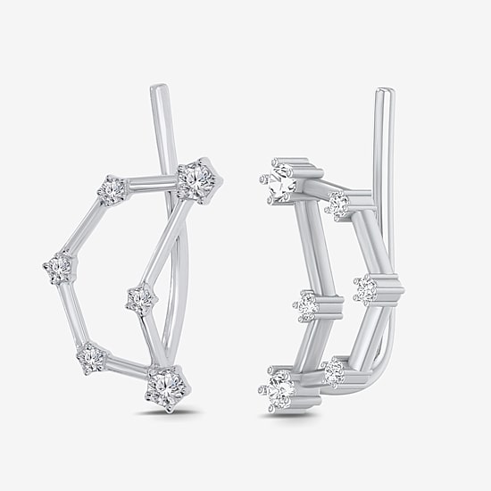Limited Quantities! Womens 1/5 CT. Natural White Diamond Sterling Silver Round Ear Climbers