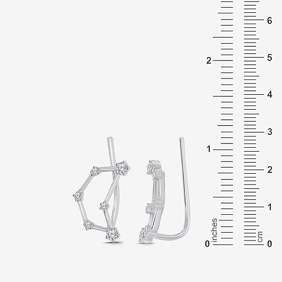 Limited Quantities! Womens 1/5 CT. Natural White Diamond Sterling Silver Round Ear Climbers