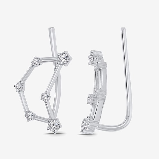 Limited Quantities! Womens 1/5 CT. Natural White Diamond Sterling Silver Round Ear Climbers