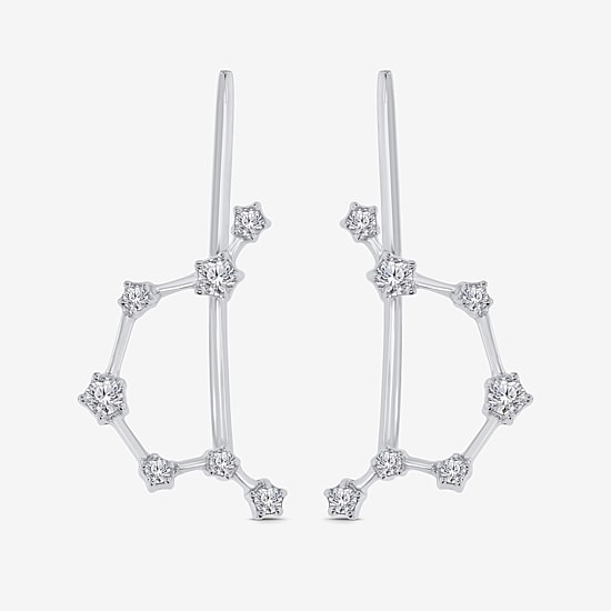 Limited Quantities! "Aquarius" Constellation Womens 1/5 CT. Natural White Diamond Sterling Silver Star Ear Climbers