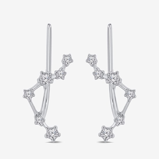Limited Quantities! Womens 1/5 CT. Natural White Diamond Sterling Silver Round Ear Climbers