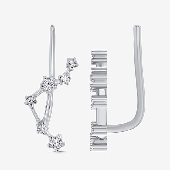 Limited Quantities! Womens 1/5 CT. Natural White Diamond Sterling Silver Round Ear Climbers