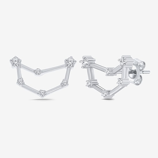 Limited Quantities! 1/5 CT. Natural White Diamond Sterling Silver 14.5mm Round Stud Earrings
