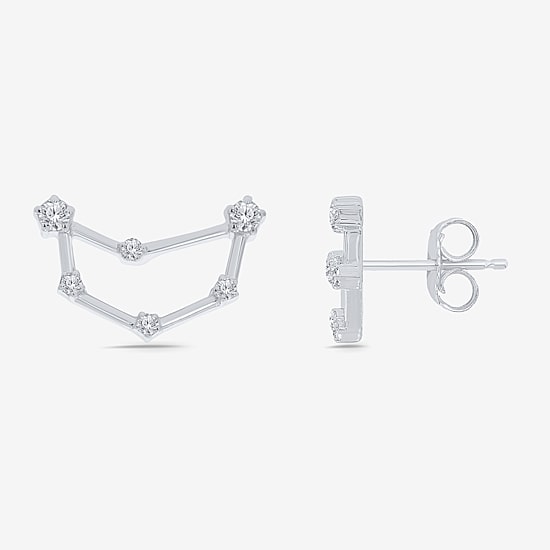 Limited Quantities! 1/5 CT. Natural White Diamond Sterling Silver 14.5mm Round Stud Earrings