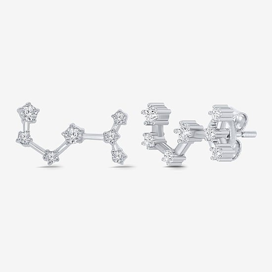 Limited Quantities! 1/5 CT. Natural White Diamond Sterling Silver 12.8mm Round Stud Earrings
