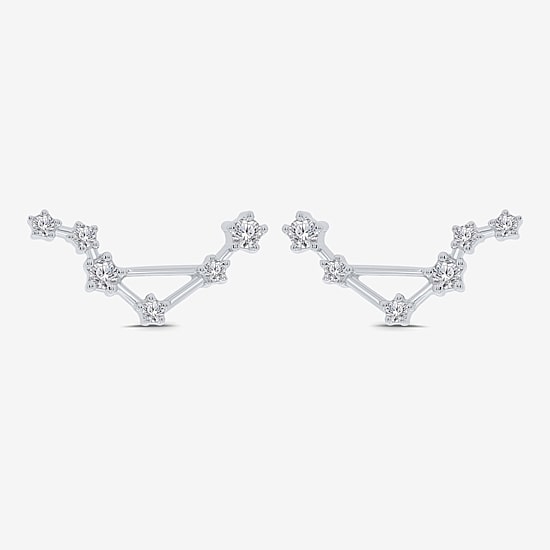 Limited Quantities! 1/5 CT. Natural White Diamond Sterling Silver 15mm Round Stud Earrings