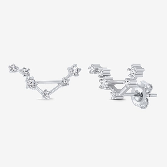 Limited Quantities! 1/5 CT. Natural White Diamond Sterling Silver 15mm Round Stud Earrings