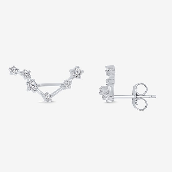 Limited Quantities! 1/5 CT. Natural White Diamond Sterling Silver 15mm Round Stud Earrings