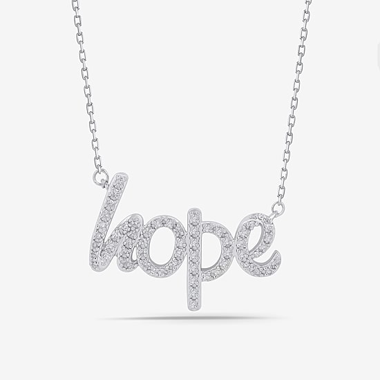 Limited Quantities! "Hope" Womens 1/5 CT. Natural White Diamond Sterling Silver 18 Inch Pendant Necklace