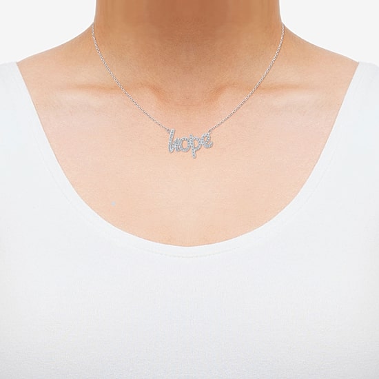 Limited Quantities! "Hope" Womens 1/5 CT. Natural White Diamond Sterling Silver 18 Inch Pendant Necklace