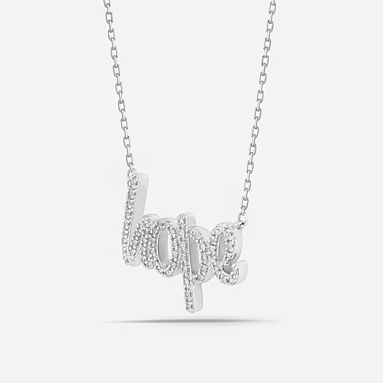 Limited Quantities! "Hope" Womens 1/5 CT. Natural White Diamond Sterling Silver 18 Inch Pendant Necklace