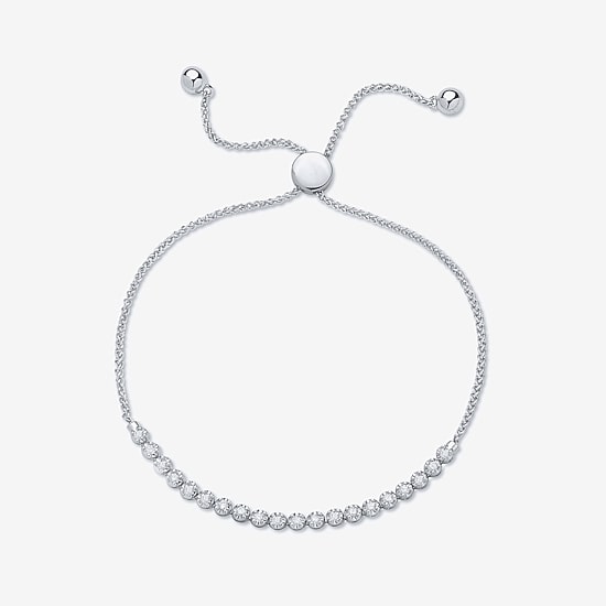 Limited Quantities! Womens 1/2 CT. T.W. Natural White Diamond Sterling Silver Round Bolo Bracelet