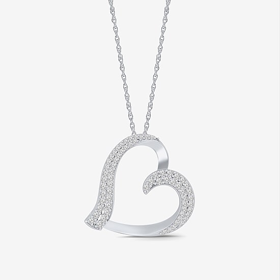 Limited Quantities! Womens 1/2 CT. T.W. Natural White Diamond Sterling Silver Heart 18 Inch Pendant Necklace