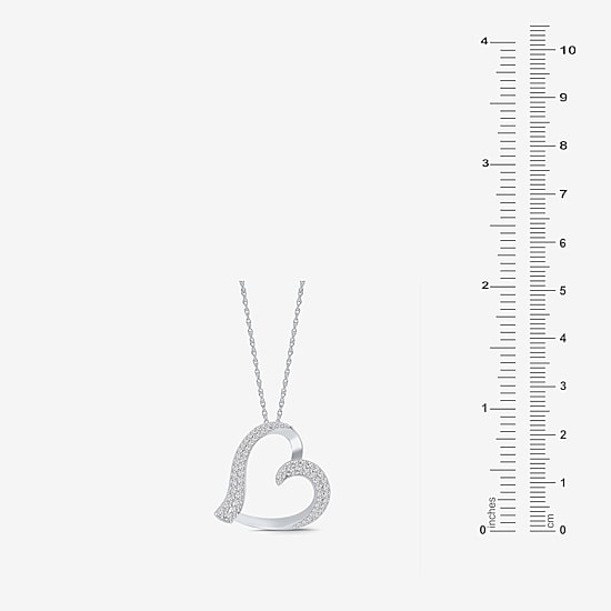 Limited Quantities! Womens 1/2 CT. T.W. Natural White Diamond Sterling Silver Heart 18 Inch Pendant Necklace