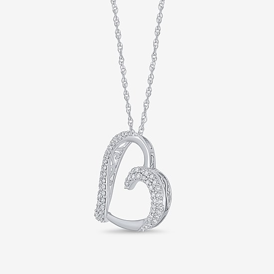 Limited Quantities! Womens 1/2 CT. T.W. Natural White Diamond Sterling Silver Heart 18 Inch Pendant Necklace