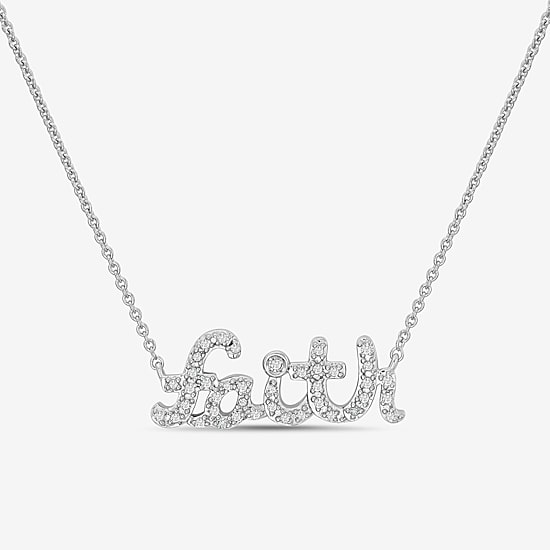 Limited Quantities! "Faith" Womens 1/8 CT. T.W. Natural White Diamond Sterling Silver 18 Inch Pendant Necklace