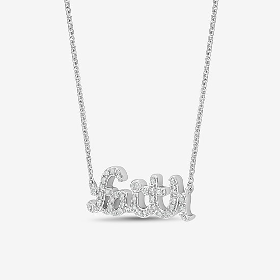 Limited Quantities! "Faith" Womens 1/8 CT. T.W. Natural White Diamond Sterling Silver 18 Inch Pendant Necklace