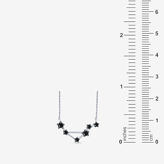 Midnight Black Limited Quantities! "Libra" Constellation Womens 1/5 CT. Natural Black Diamond Sterling Silver Star 18 Inch Pendant Necklace