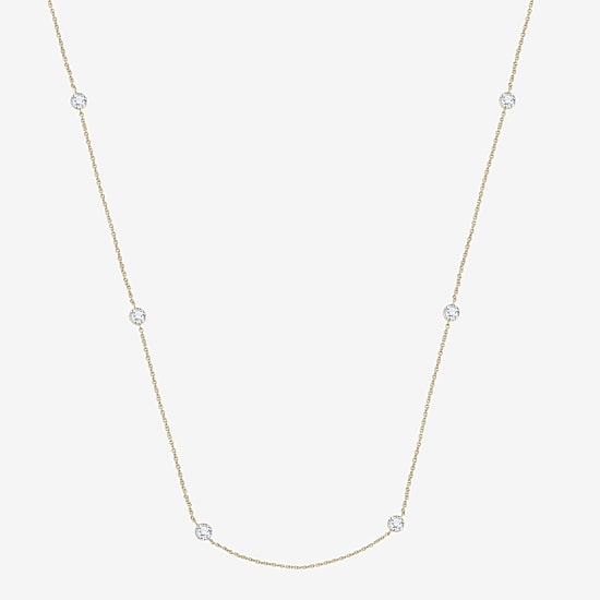 Floating Diamonds (F / Vs2) Womens 14K Gold 24 Inch Cable Chain Necklace