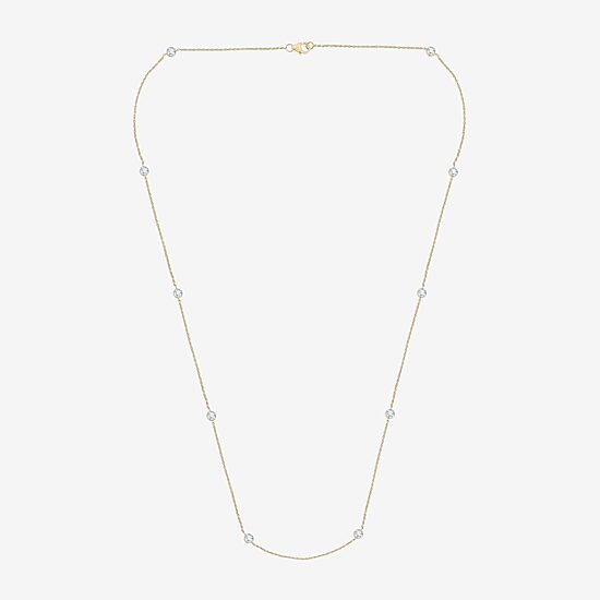 Floating Diamonds (F / Vs2) Womens 14K Gold 24 Inch Cable Chain Necklace