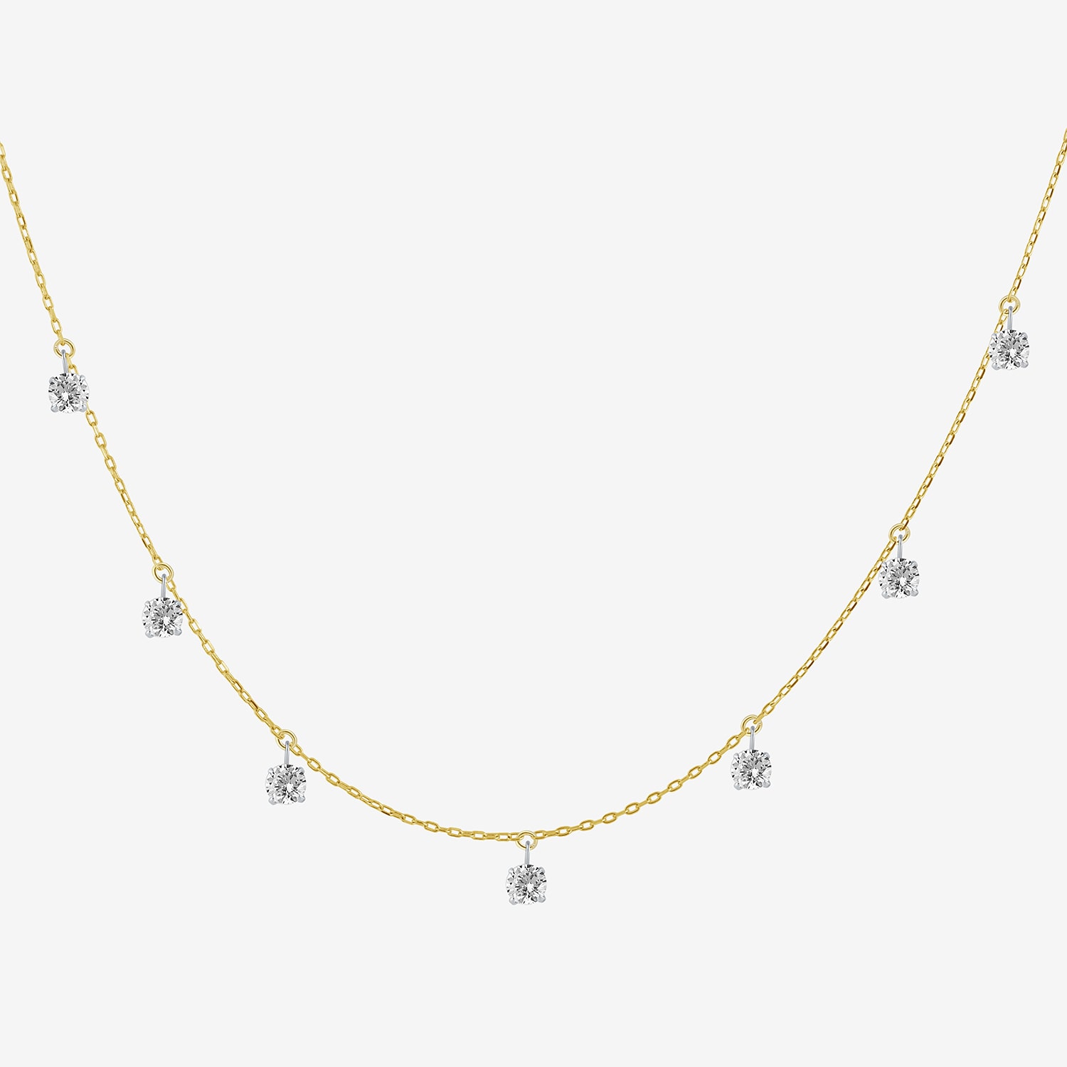 Floating Diamonds (F / Vs2) Womens 14K Gold 18 Inch Cable Chain Necklace