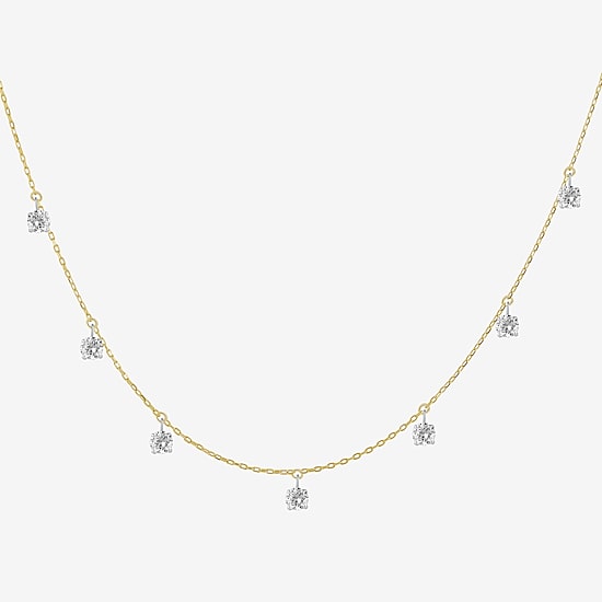 Floating Diamonds (F / Vs2) Womens 14K Gold 18 Inch Cable Chain Necklace