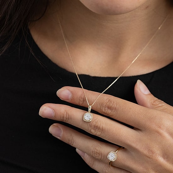 Diamond Blossom (G, Si2) Womens 1/5 CT. Lab Grown White Diamond 10K Gold 18 Inch Pendant Necklace
