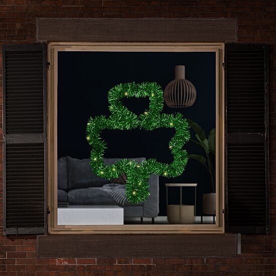 Northlight 25" Led Lighted Tinsel Shamrock Window Battery Operated St. Patricks Day Indoor Garland