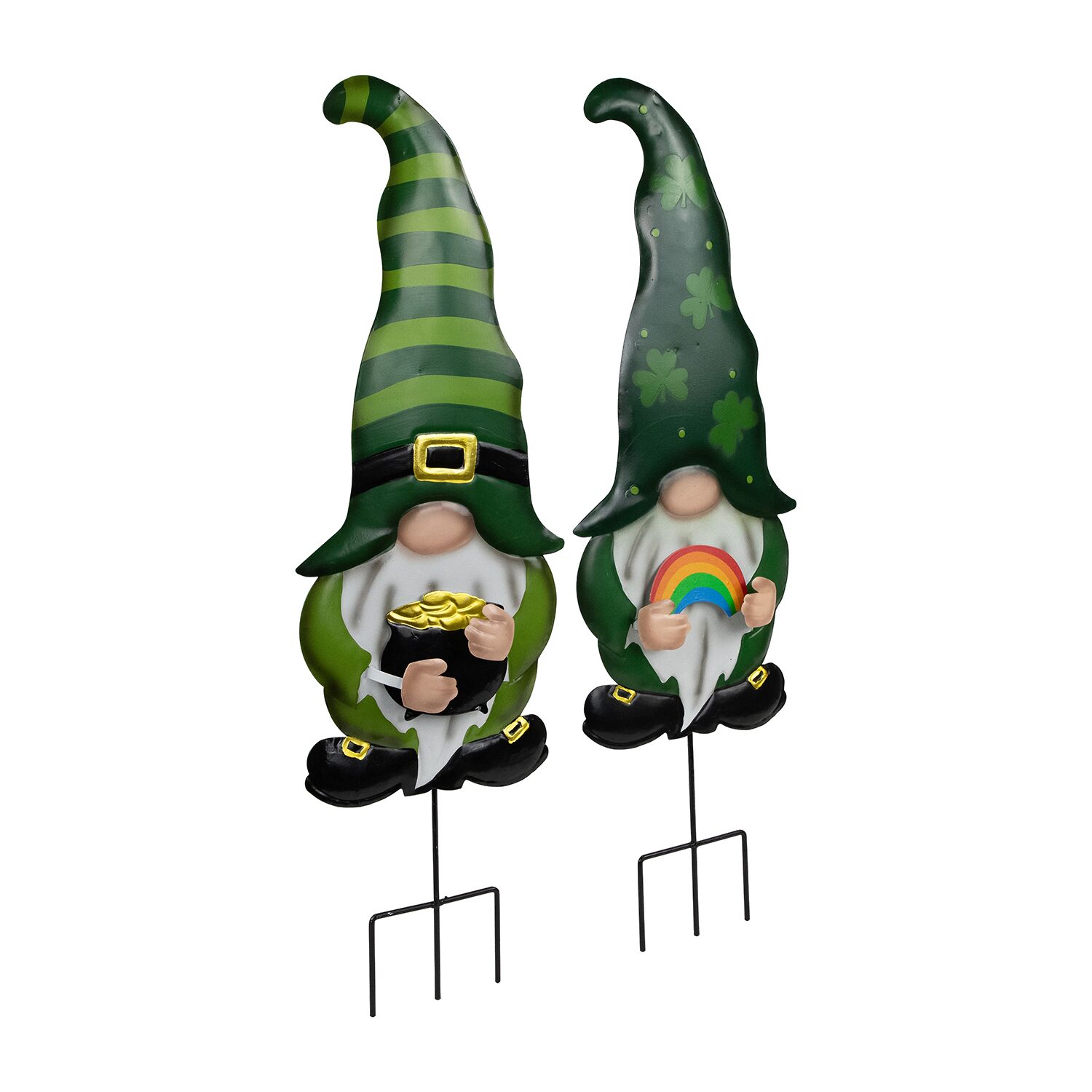 Northlight 28" Pot Of Gold And Rainbow Gnomes Outdoor St. Patricks Day Yard Art