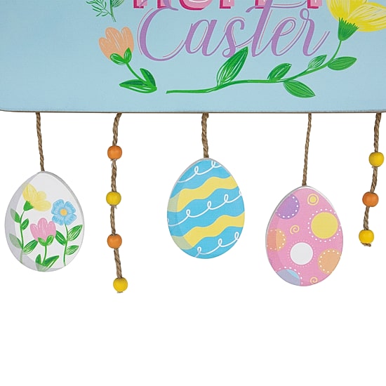 Northlight 16" Hoppy Wooden  With Bunny And Eggs Wall Sign