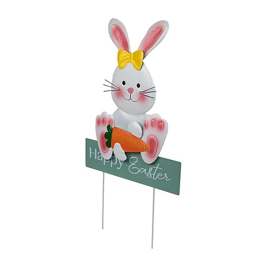 Northlight 19" Bunny With Carrot Happy Outdoor Easter Yard Art
