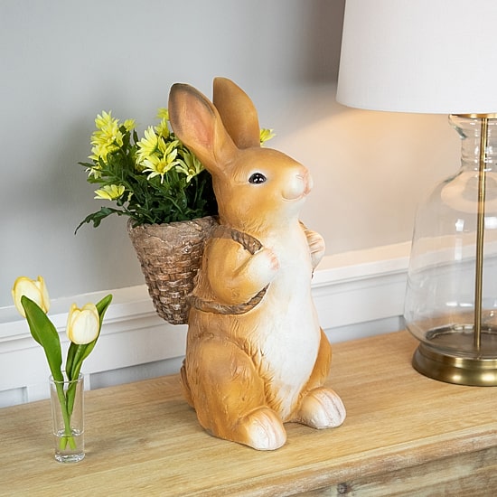 Northlight 17" Standing Bunny Carrying A Basket Outdoor Garden Easter Yard Art