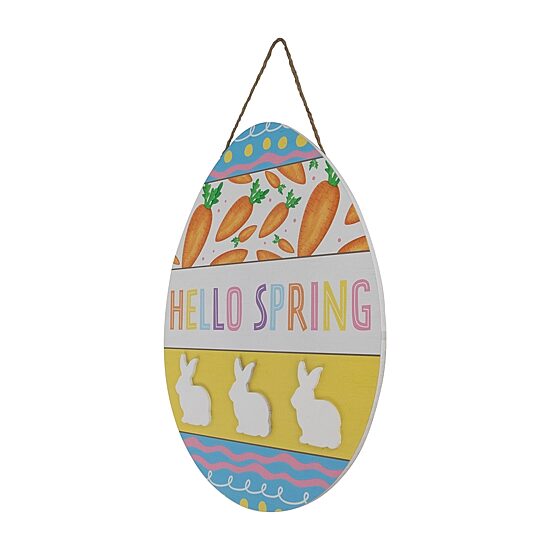 Northlight 16" Hello Spring Egg Wooden Wall Sign