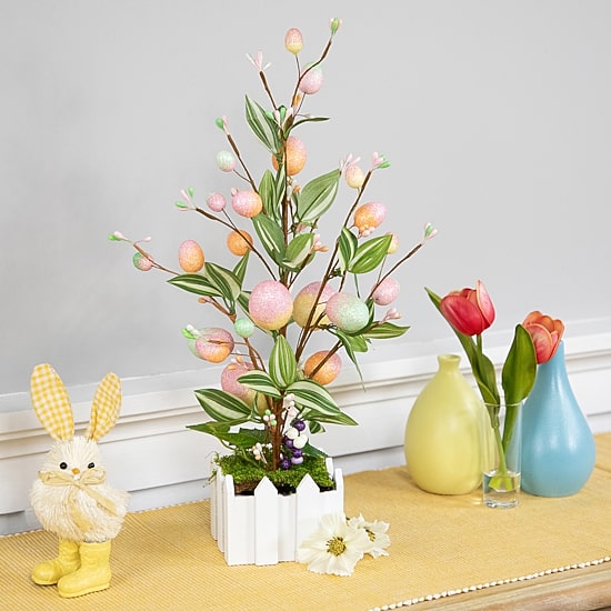 Northlight 18" Artificial With Easter Eggs Indoor Artificial Tree
