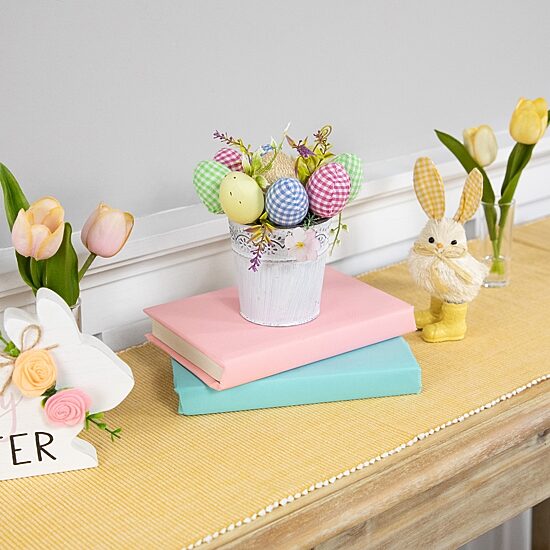 Northlight 7" Egg Spring Potted Floral Arrangement