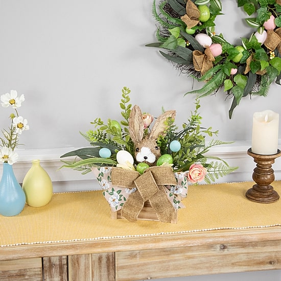 Northlight 12" Boxed Floral Arrangement With Bunny Floral Arrangement